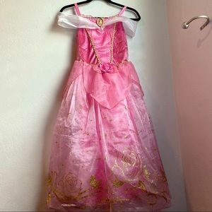 Original Disney Aurora Princess Pink girls Halloween Costume Dress Mesh Premium